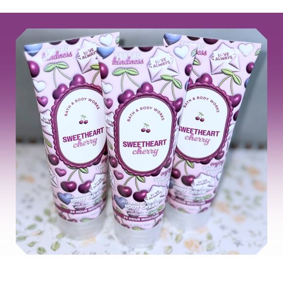 Bath & Body Works Sweetheart Cherry 8 fl oz Ultimate Hydration Body Cream x3 - Picture 2 of 5